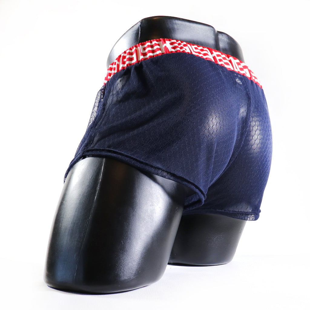 A - MINI - SHORT TRANSPARENT 69 – BLEU ET ROUGE