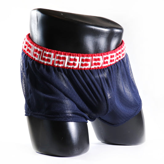 A - MINI - SHORT TRANSPARENT 69 – BLEU ET ROUGE