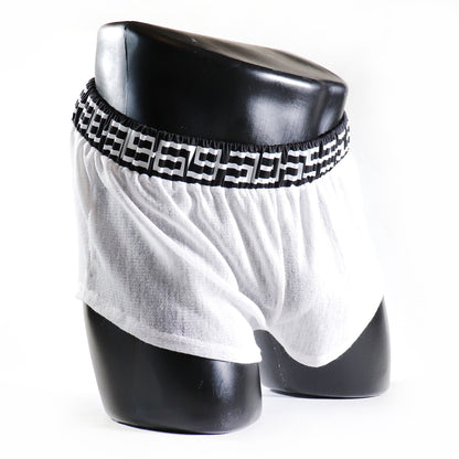 A- MINI - SHORT TRANSPARENT 69 – BLANC