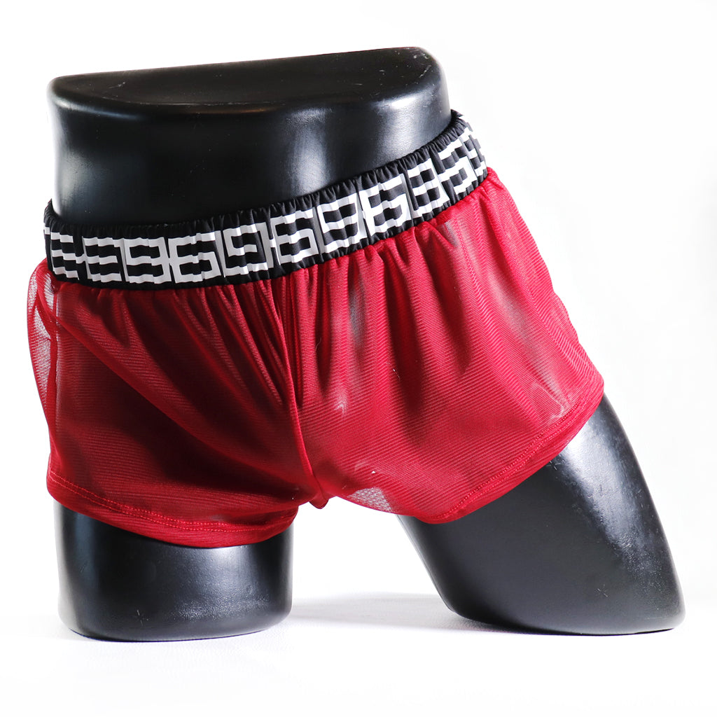 A - MINI - SHORT TRANSPARENT 69 – ROUGE