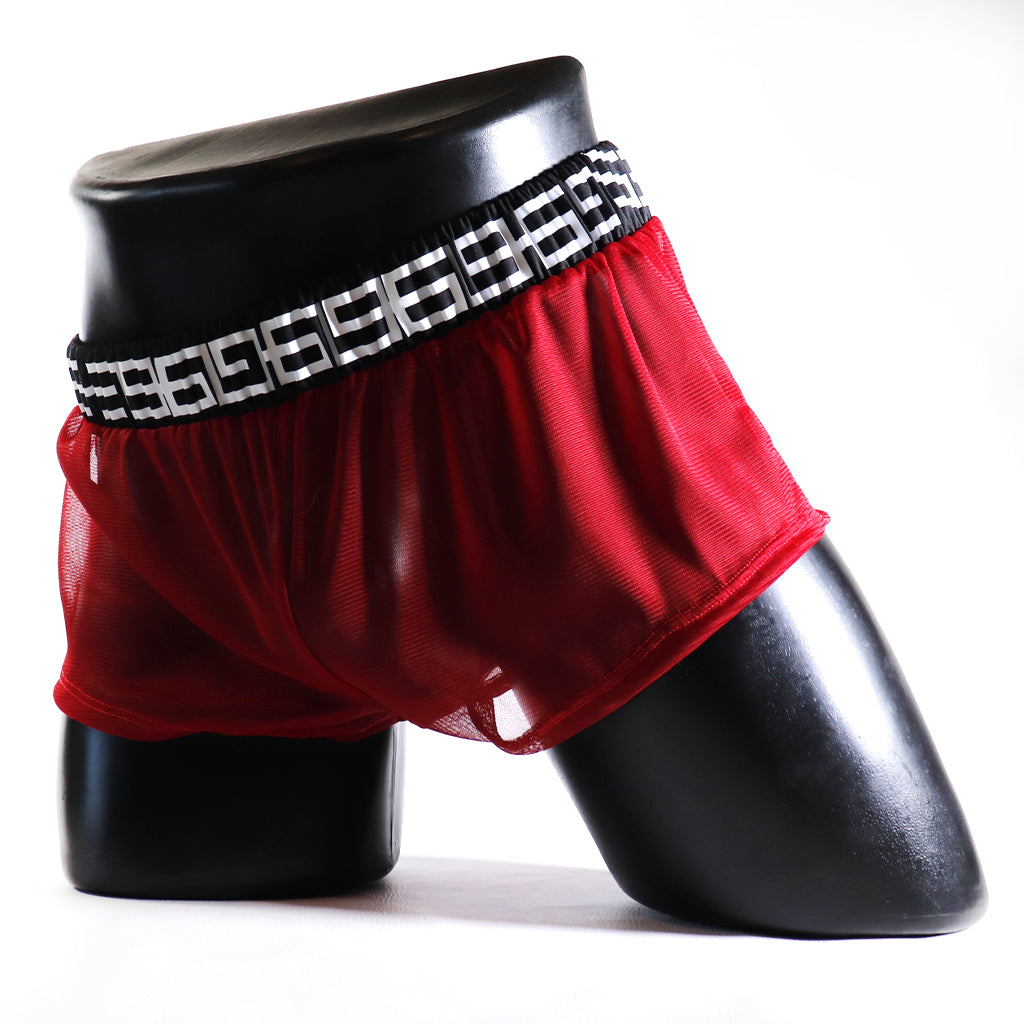 A - MINI - SHORT TRANSPARENT 69 – ROUGE