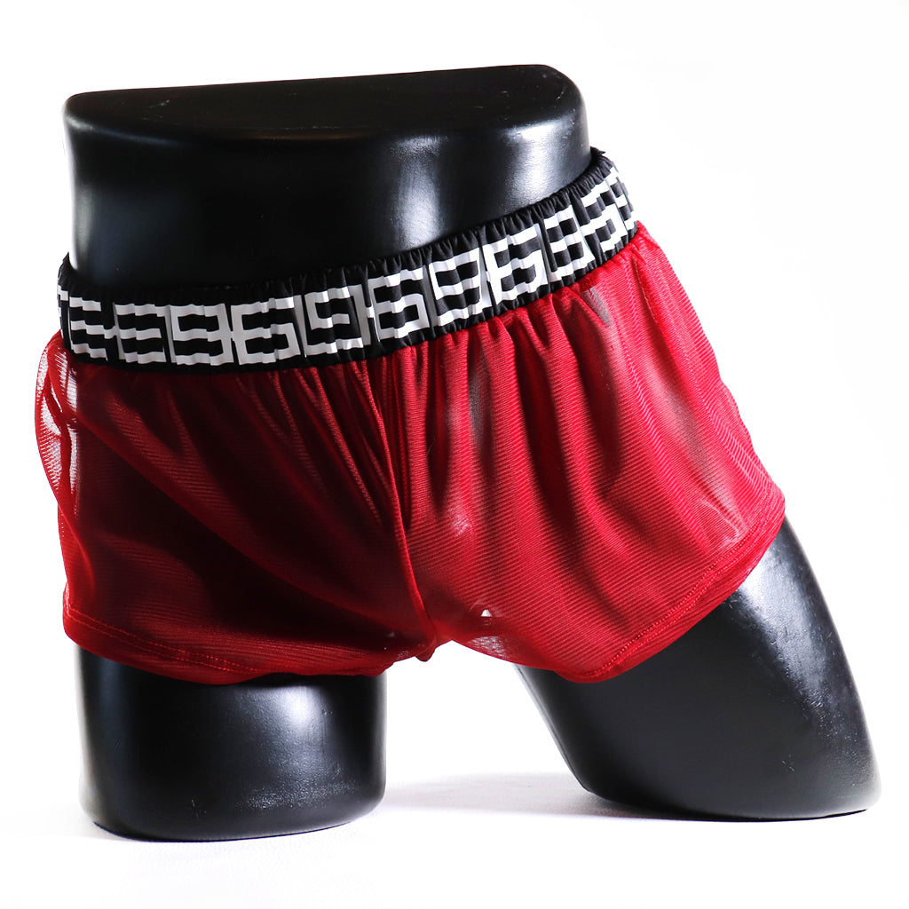 A - MINI - SHORT TRANSPARENT 69 – ROUGE