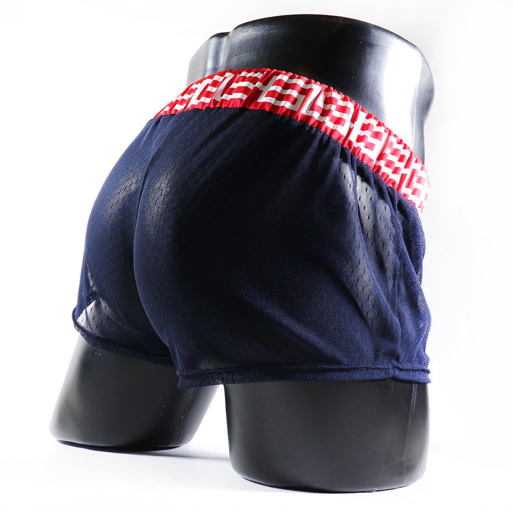 A - MINI - SHORT TRANSPARENT 69 – BLEU ET ROUGE