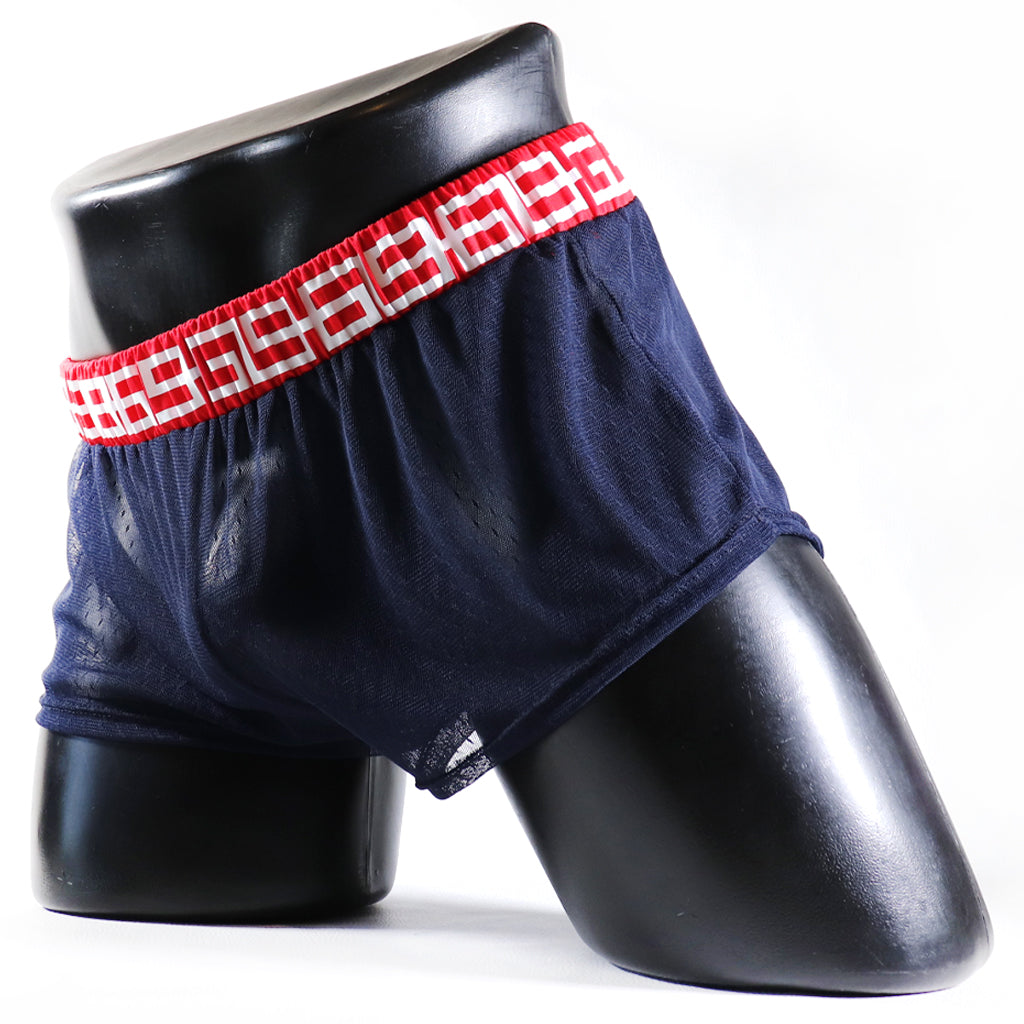 A - MINI - SHORT TRANSPARENT 69 – BLEU ET ROUGE