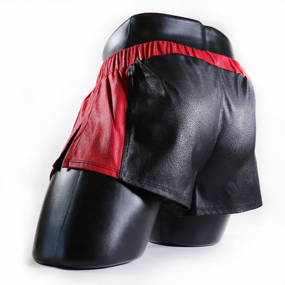 A - MINI - SHORT EN SEMI-CUIR – NOIR ET ROUGE