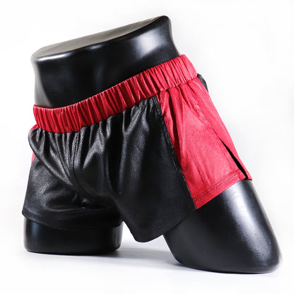 A - MINI - SHORT EN SEMI-CUIR – NOIR ET ROUGE