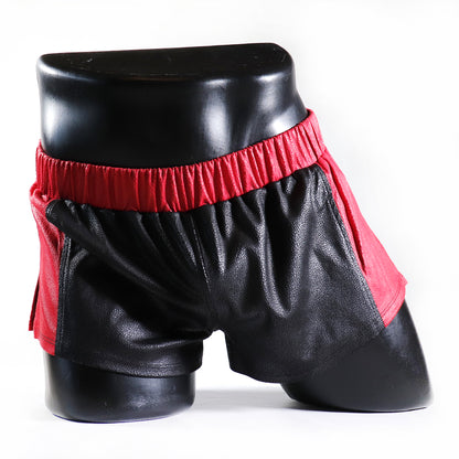 A - MINI - SHORT EN SEMI-CUIR – NOIR ET ROUGE