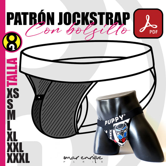 Patrón profesional de jockstrap con bolsillo en PDF de Omar Enrique Paris. Incluye tallas XS–XXXL, formatos A4 y Carta, e instrucciones básicas. Descarga inmediata y tutorial en YouTube para que confecciones tu propia prenda con estilo.